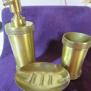 Set of Soap Dish, Hand-Soap Dispenser and Cup / Toothbrush Holder